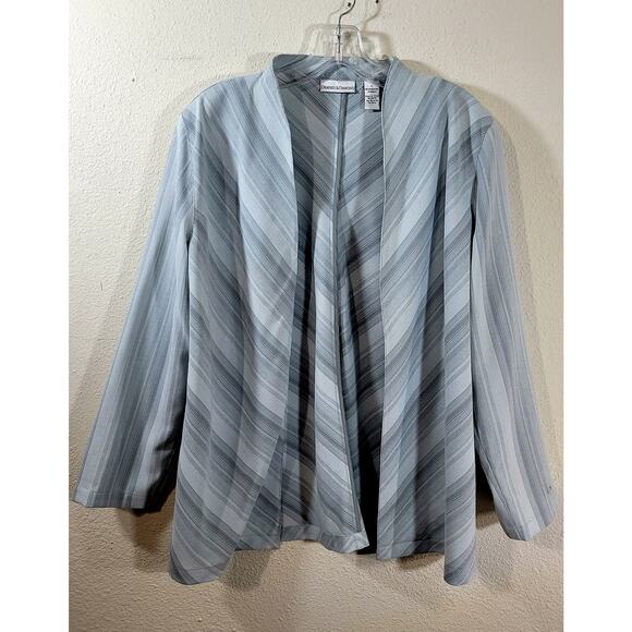 Draper's & Damon's Gray Striped Open Front Blazer Large Lightweight Soft Flowy - Picture 5 of 7